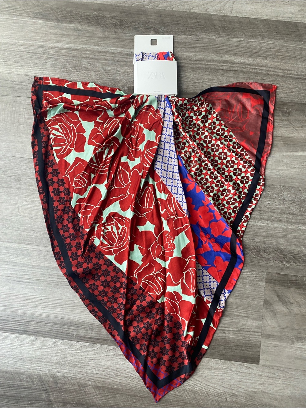Zara Multicolor Patchwork Asymmetrical reversible Scarf